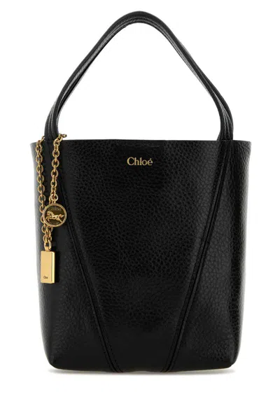 Chloé Chloe Black Leather Small Spin Shopping Bag