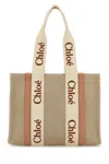 Chloé Chloe Women Multicolor Linen Medium Woody Shopping Bag In Multi