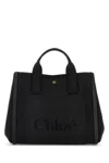 Chloé Canvas Carry Shopping Bag With Top Handles In Black
