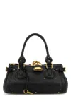 Chloé Structured Shoulder Bag With Padlock And Studs In Black