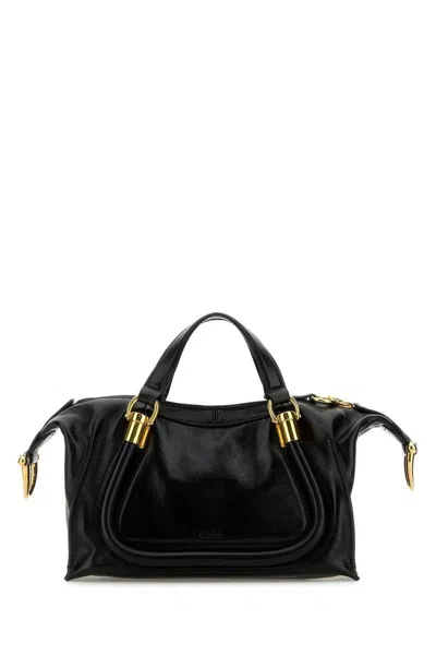 Chloé Black Leather Paraty 24 Handbag