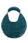 Chloé Summer Banana Top-handle Bag In Crochet Fabric In Blue