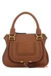 Chloé Marcie Small Double Carry Satchel Bag In Grained Leather In Brown
