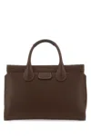 Chloé Structured Twin Handle Bag With Contrast Stitching In Brown