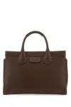 Chloé Structured Twin Handle Bag With Contrast Stitching In Brown