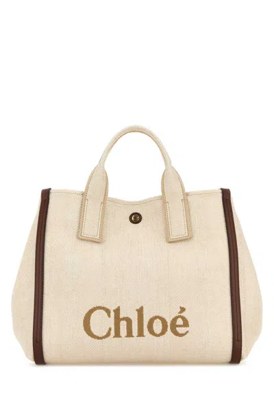 Chloé Sand Fabric Medium  Carry Shopping Bag In Brown