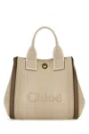 Chloé Chloe Women Sand Canvas Small Carry Handbag In Brown