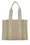 Chloé Linen Woody Shopping Bag
