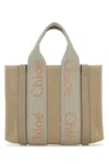 Chloé Linen Woody Shopping Bag