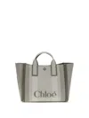 Chloé Carry Logo Detailed Large Tote Bag In Gray