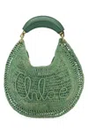 Chloé Raffia Crochet Banana Handbag Top Handle In Green