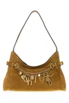 Chloé Suede Shoulder Bag With Chain And Buckle In Green