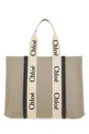 Chloé Natural Canvas Woody Bag In Multicoloured