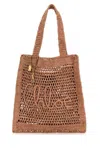 Chloé Summer Banana Embellished Crocheted Embroidered Faux Raffia Tote In Summerybeige