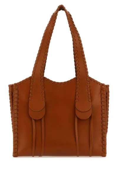 Chloé Chloe Woman Caramel Leather Medium Mony Shopping Bag In Brown