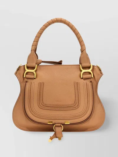 Chloé Handle Strap Flap Detail Hardware Bag In Brown