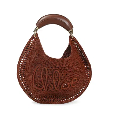 Chloé Handwoven Raffia Hobo Bag In Brown