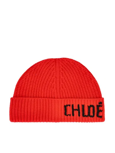 Chloé Joyful Beanie Hat In Red