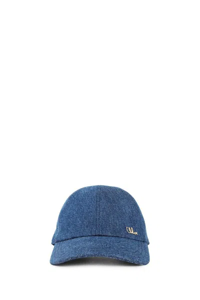 ハット CHLOE Woman Hat Blue CHC25SD019GDN 422 CHLOÉ: Hat woman - Blue | Chloé hat CHC25SD019GDN online at