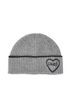 Chloé Ribbed Heart-motif Beanie Hat In Gray