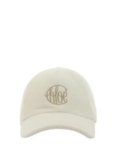 Chloé Swing Cap In Cashmere & Silk White Size M 84% Cashmere, 16% Silk