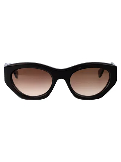 Chloé Havana-havana-brown Acetate Sunglasses In Black