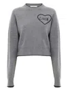 Chloé Cropped Wool Knit Sweater With Logo In Gray