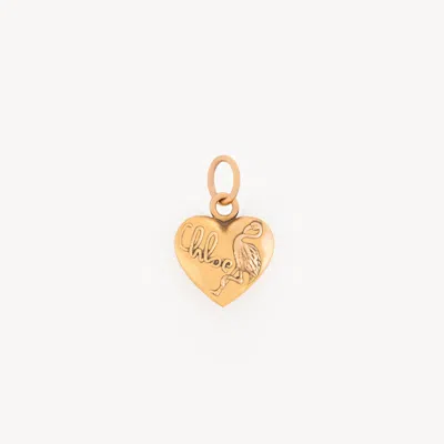 Chloé Heart Flamingo Charm In Brass In Gold
