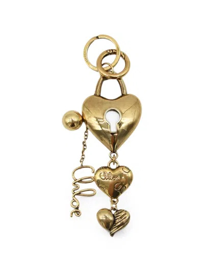 Chloé Heart Padlock Keyring In Gold