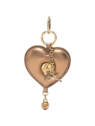 Chloé Heart-shape Keyring In Gold