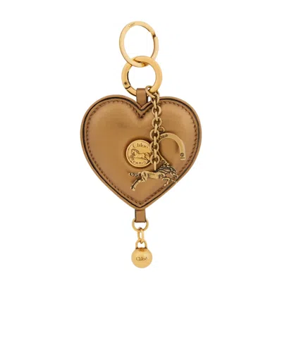 Chloé Heart Shaped Keychain Bag Charm In Gold