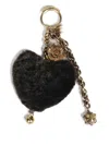 Chloé Symbols Heart Shearling Bag Charm In Brass In Brown
