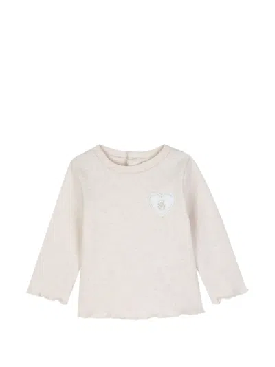 Chloé Babies' Heart-patch Long-sleeve T-shirt In Neutral
