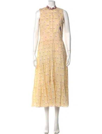 Pre-owned Chloé Hearty Cotton Voile Tiered Dress Long Dress W/ Tags In Pink