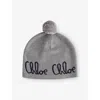 Chloé Heather Grey Kids' Pom-pom Cotton And Wool Beanie In Gray