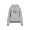 Chloé Cotton Blend Sweatshirt With Drawstring Hood And Logo In Gray