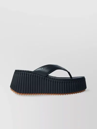 Chloé Heeled Leather Platform Sandals With Ribbed Sole