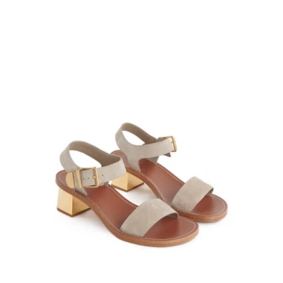 Chloé Sandales À Talon En Cuir In Beige