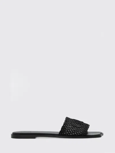 Chloé Soleil Woven Strap Flat Sandals In Black