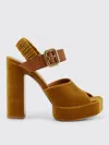 Chloé Aria Platform Sandal Gold Size 5 100% Polyester, Calf-skin Leather In Orange