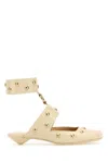 Chloé Jade Studded Leather Mules In Eggshell