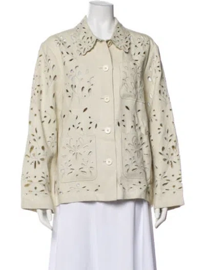 Pre-owned Chloé Hemp Lace Pattern Jacket In Neutral