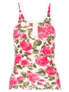 Chloé Cotton Henley Tank Top With All-over Floral Pattern In Pink