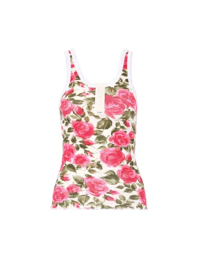 Chloé Henley Floral-print Tank Top In Multi