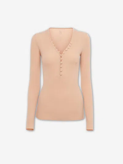 Chloé Henley Knit T-shirt In Pink