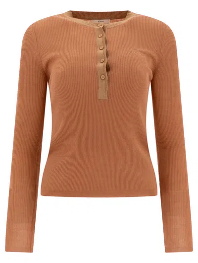 Chloé "henley" Shirt In Brown