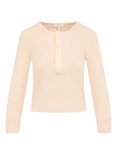 Chloé Long Sleeves T-shirt In Honey Pink