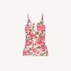 Chloé Cotton Henley Tank Top With All-over Floral Pattern In Multi