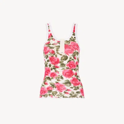 Chloé Henley Tank Top In Cotton Jersey In Multi