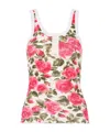 Chloé Cotton Henley Tank Top With All-over Floral Pattern In Pink